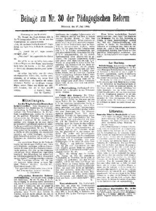 Litteratur : Beilage zu Nr. 30 der Pädagogischen Reform