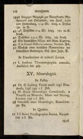 128-136, XV. Mineralogici.