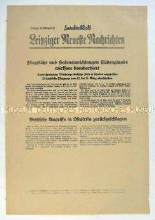 Sonderblatt der "Leipziger Neuesten Nachrichten" zum Luftkrieg gegen Großbritannien
