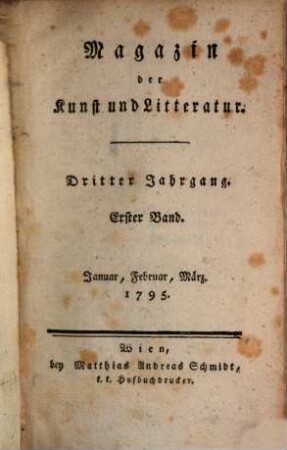 Magazin der Kunst und Litteratur. 1795,1/2, 1795,1/2
