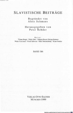 Anredeformen im Serbischen um 1800 : die Schauspielbearbeitungen von Joakim Vujić (1772-1847)
