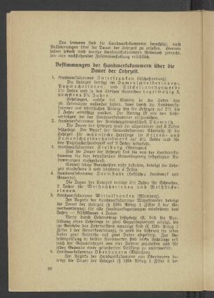 Bestimmungen der Handwerkskammern über die Dauer der Lehrzeit