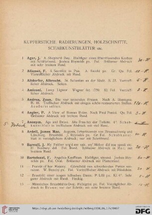 Kupferstiche, Radierungen, Holzschnitte, Schabkunstblätter etc. (Nr. 1-569)
