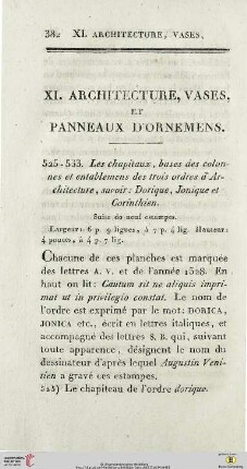 XI. Architecture, vases, et panneaux d’ornemens