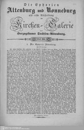 I. Die Ephorie Altenburg (Fortsetzung), Linda (Beschluß), Göllnitz : 26. Lieferung