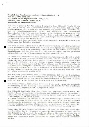 Protokoll: Mieterversammlung Manteuffelstraße 2-4, 1990