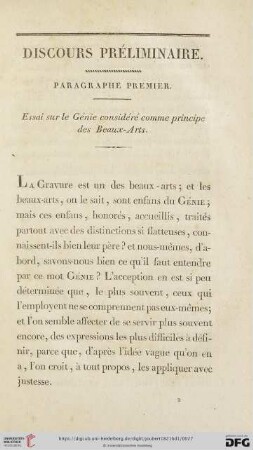 Discours préliminaire