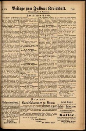 Zweite Ausgabe vom Donnerstag, den 01. November 1900.