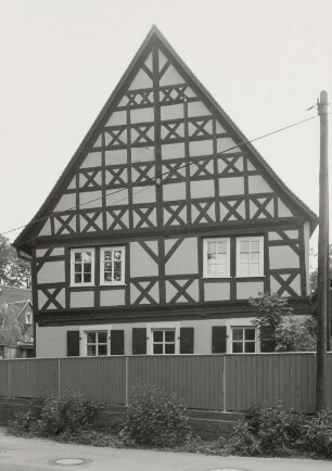 Medingen, Altes Pfarrhaus : Medingen (Kreis Kamenz), Wohnhaus, altes Pfarrhaus, Hauptstraße 12, um 1650, Straßenfront, Giebelseite