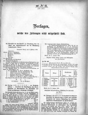 Anlage: ad No.11 (79-101), Vorlagen, welche den Zeitungen nicht mitgeteilt sind