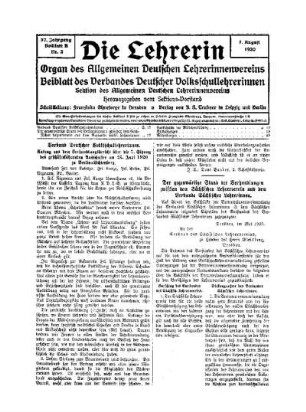 Verband Deutscher Volksschullehrerinnen : Auszug aus dem Verhandlungsbericht über die 7. Sitzung des geschäftsführenden Ausschusses am 25. Juni 1920