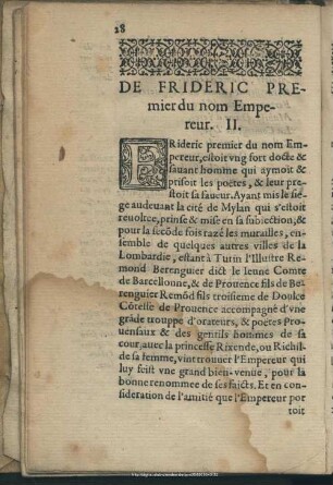 De Frederic Premier du nom Empereur, II
