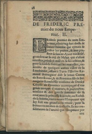 De Frederic Premier du nom Empereur, II