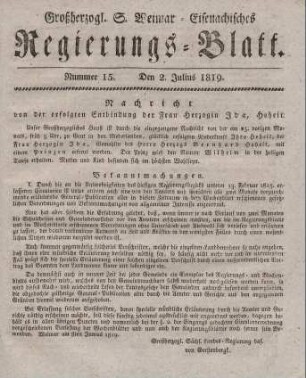 Nr. 15 : 2. Julius 1819