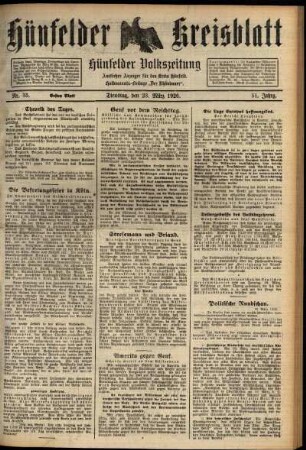 Erste Ausgabe vom Dienstag, den 23. März 1926.