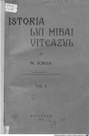 Istoria lui Mihai Viteazul. 1