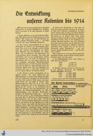 Die Entwicklung unserer Kolonien bis 1914.