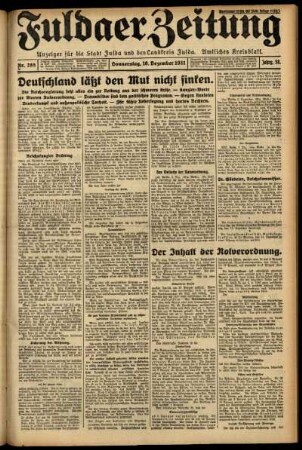 Erste Ausgabe vom Donnerstag, den 10. Dezember 1931.