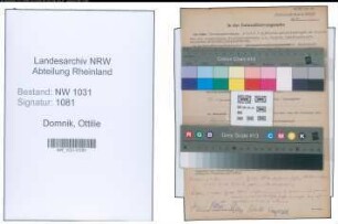 Entnazifizierung Ottilie Domnik , geb. 27.05.1901 ()