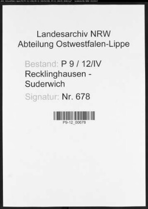 Sterberegister Standesamt IV Recklinghausen-Stadt