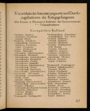 117-138, Verzeichnis der Internierungsorte
