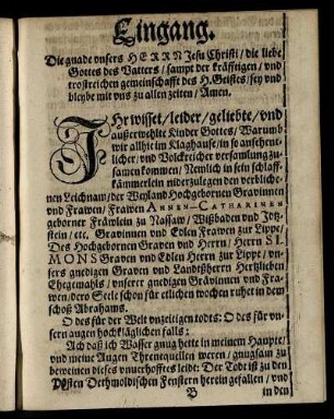 Eingang / Textus / Erklerung / Vom Ersten / Vom Andern