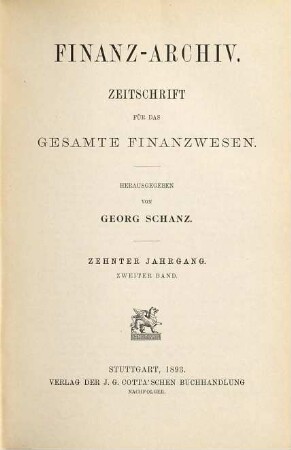 FinanzArchiv : European journal of public finance. 10,[2]. 1893