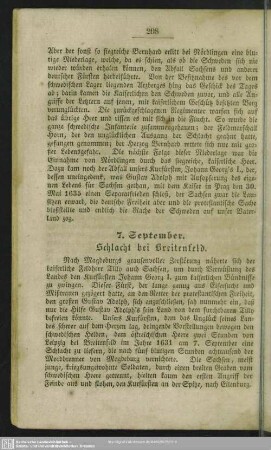 7. September. Schlacht bei Breitenfeld