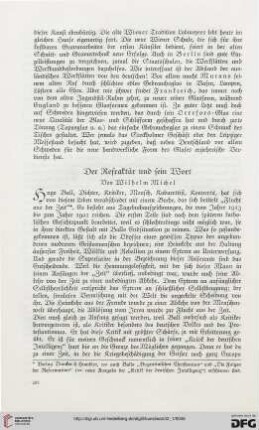 Der Refraktär und sein Wort