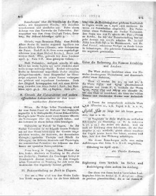 Ueber die Bedeutung des Namens Arabiens und Araber.