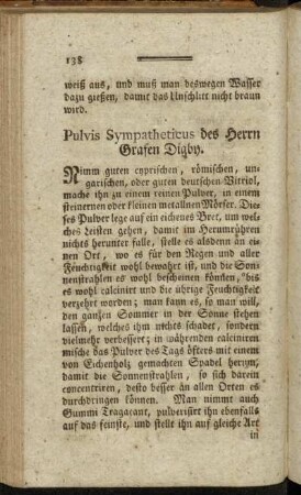 Pulvis Sympatheticus des Herrn Grafen Digby
