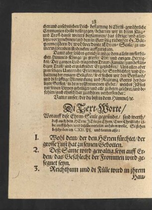 Di Text-Worte/ [...] Si stehen beschrieben im CXII. Ps. und lauten also: