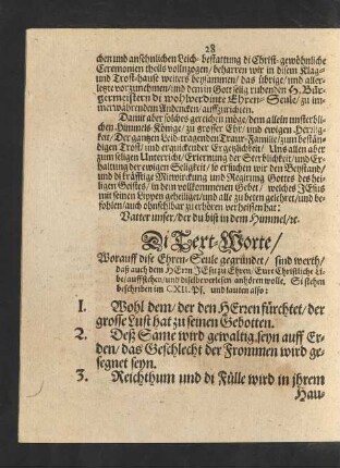 Di Text-Worte/ [...] Si stehen beschrieben im CXII. Ps. und lauten also: