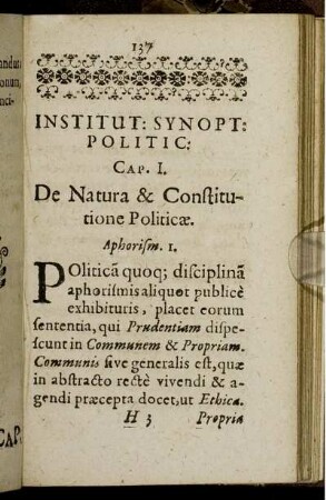 Cap. I. De Natura & Constitutione Politicae.