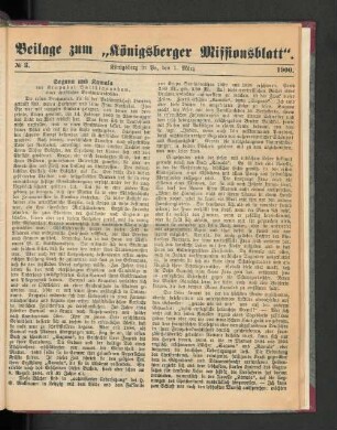 Beilage zum "Königsberger Missionsblatt". No 3. 1900.