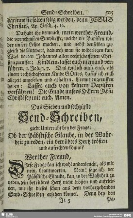 Das Sieben und sechzigste Send-Schreiben