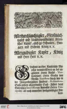 Allergnädigster Kayser, König und Herr Herr