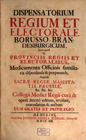 Dispensatorium regium et electorale Borusso-Brandenburgicum