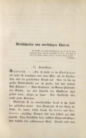 Fleischspeisen von vierfüßigen Thieren