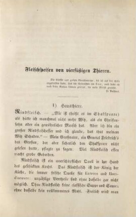 Fleischspeisen von vierfüßigen Thieren