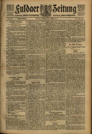 Erste Ausgabe vom Samstag, den 06. Mai 1911.