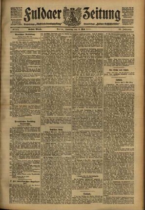 Erste Ausgabe vom Samstag, den 06. Mai 1911.