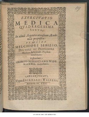 Exercitatio Medica Quadragesima Sexta
