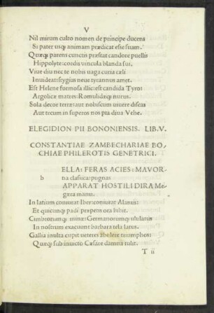 Elegidion Pii Bononiensis. Lib. V.
