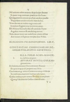 Elegidion Pii Bononiensis. Lib. V.