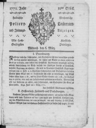 10tes Stück, Ausgabe vom 6. März 1771
