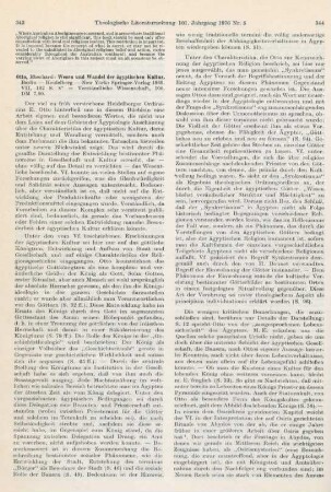 343-345 [Rezension] Otto, Eberhard, Wesen und Wandel der ägyptischen Kultur