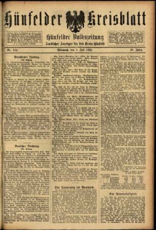 Ausgabe vom Mittwoch, den 05. Juli 1922.