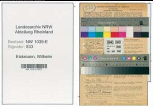 Entnazifizierung Wilhelm Eickmann , geb. 03.03.1896 (Obersekretaer)