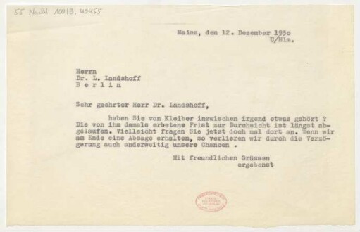 Brief an Ludwig Landshoff : 12.12.1930